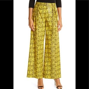 Alice + Olivia Eric High Waist Snake Embossed Faux Leather Wide Leg Pants